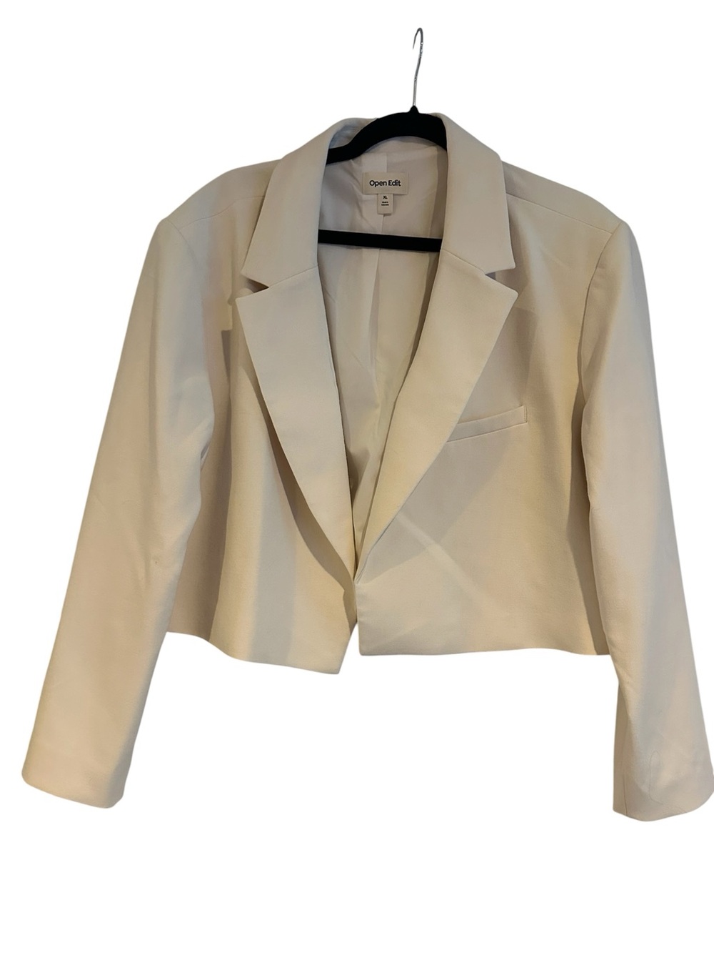 Open Edit Cropped Fabric Cream Blazer Size XL